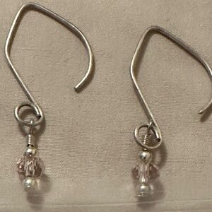 2/$15 Handmade Pink bead earrings, silver tone